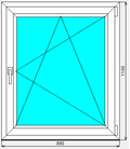 Окно ПВХ Dexen 70 Л 990x1160