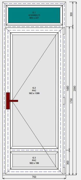 Дверь ПВХ Dexen П 2 2090-760 П Ч1